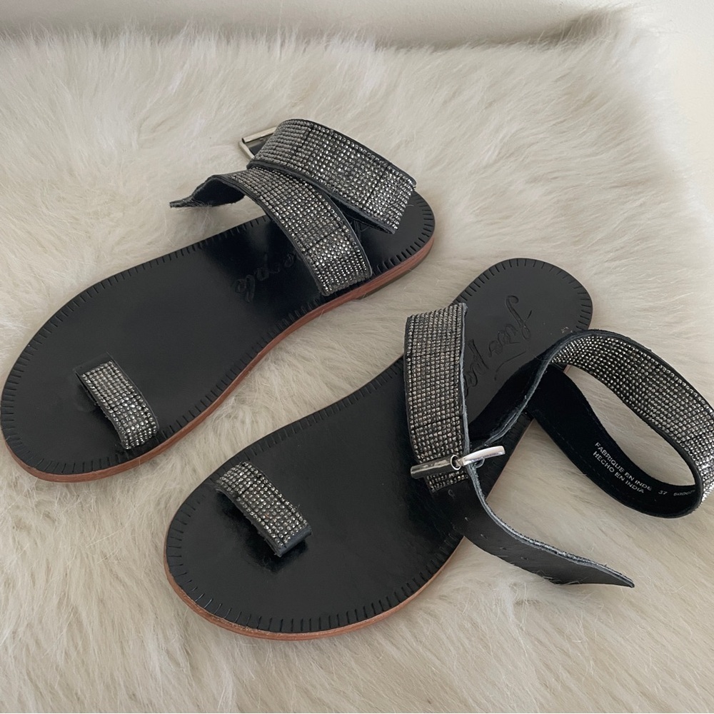 Free people sunset cruise Black Sandals with Silver gemstones